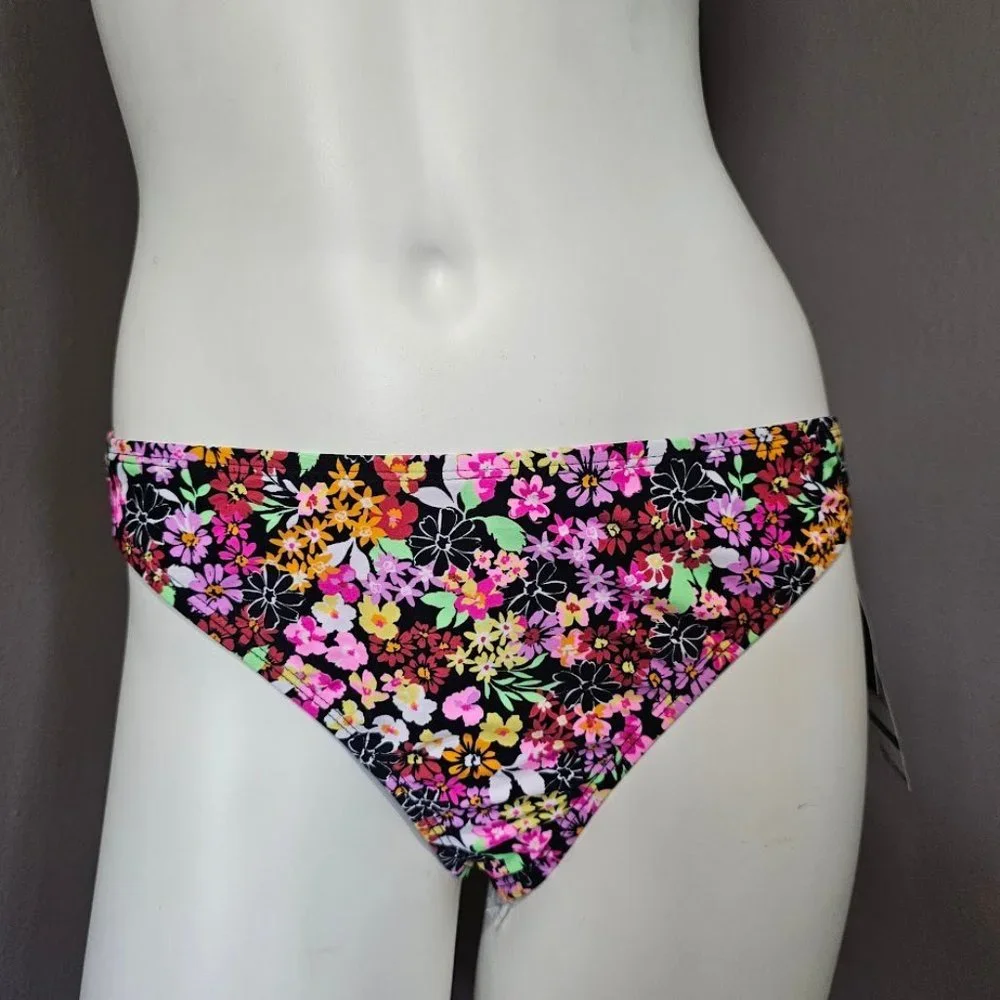 California Waves Floral Printed Hipster Bikini Bottom